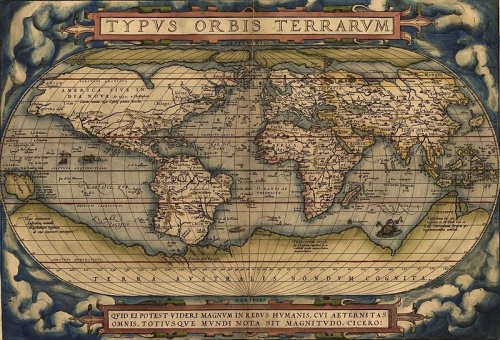  An historical map of the world by Ortelius, 1570 A.D.